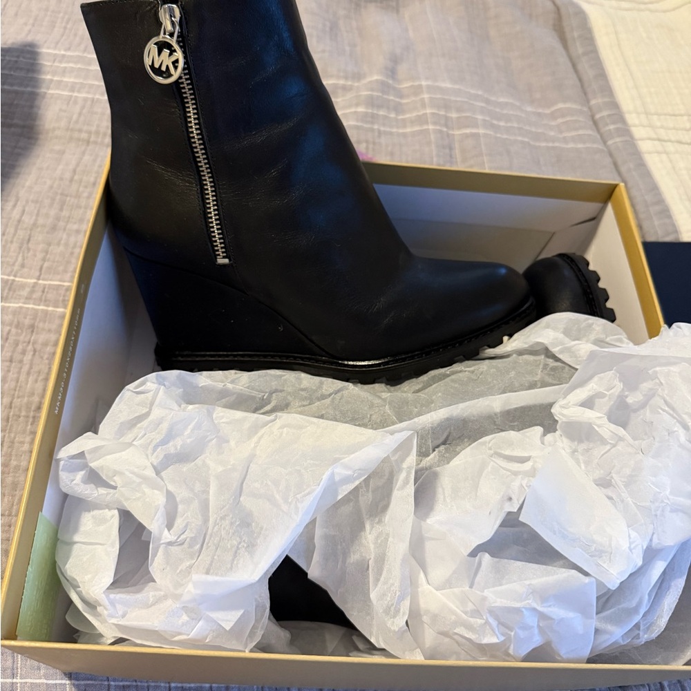 Michael Kors Black Wedge Ankle Boots